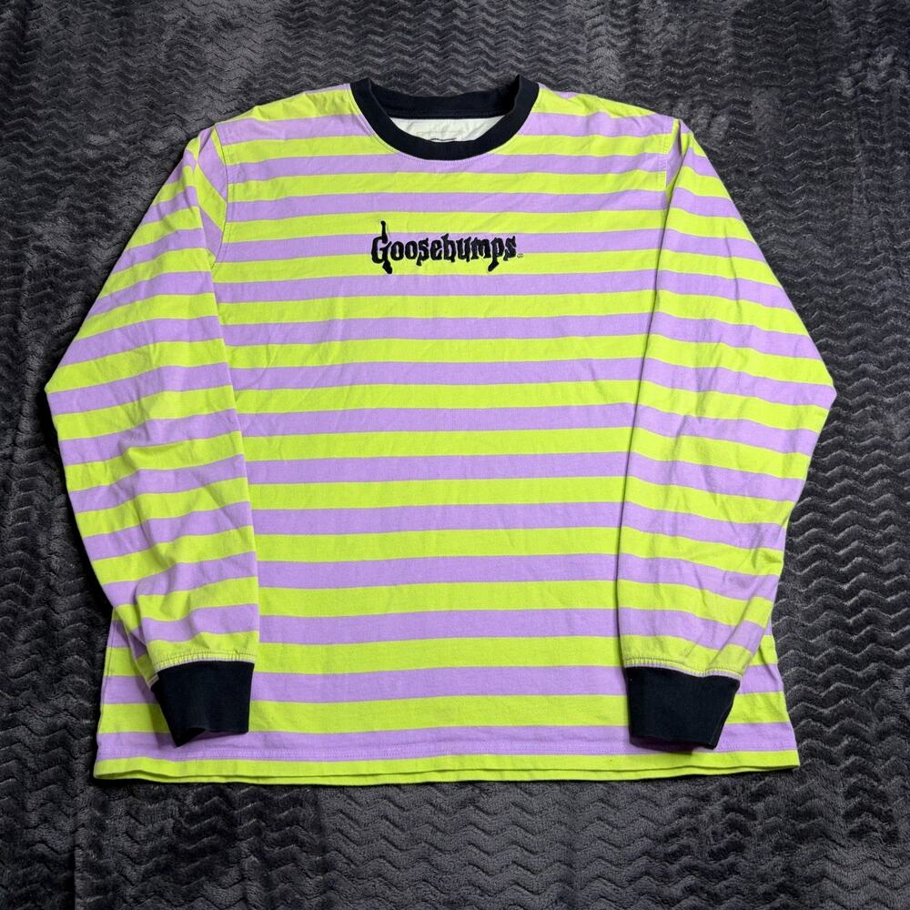 DUMBGOOD Goosebumps Striped Green & Purple Shirt size XL Limited Edition
